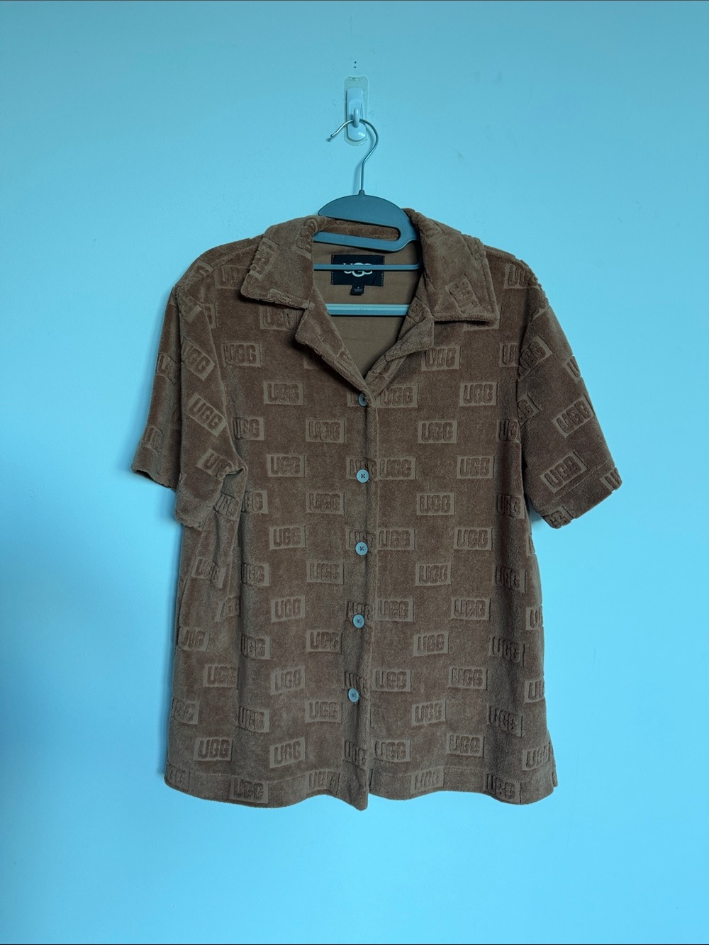 UGG Brown Logo Terry Button-Up Uggblock Shirt